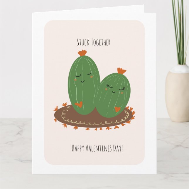 Cactus Doodle Valentinstag  Karte (Vorderseite)