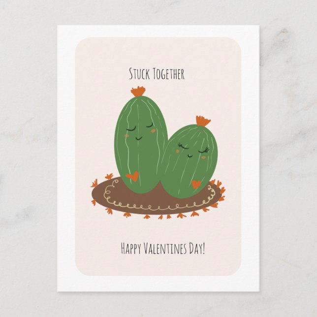 Cactus Doodle Valentinstag  Postkarte (Vorderseite)