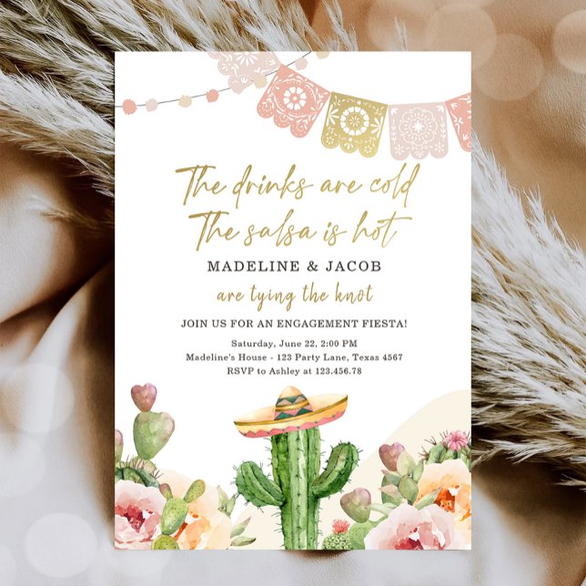 Cactus Drink Cold Salsa Hot Knoten Verlobung Fiest Einladung (Von Creator hochgeladen)