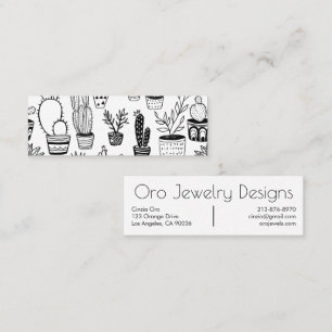Cactus et succulents Boho Line Art Pattern Mini Visitenkarte