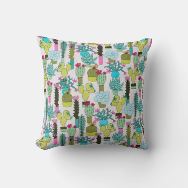 Cactus Everywhere Throw Kissen (Vorderseite)