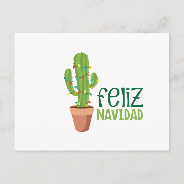 Cactus Feliz Navidad Postkarte (Vorderseite)