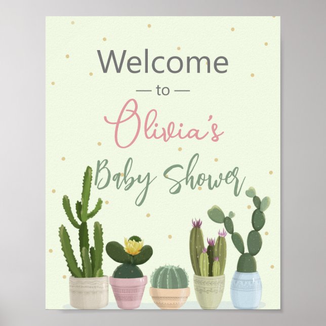Cactus Fiesta Baby Dusche Empfang Poster (Vorne)