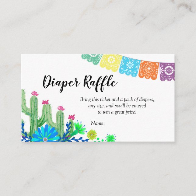 Cactus Fiesta Diaper Raffle Card Begleitkarte (Vorderseite)