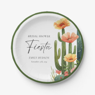 Cactus Fiesta Floral Brautparty Pappteller