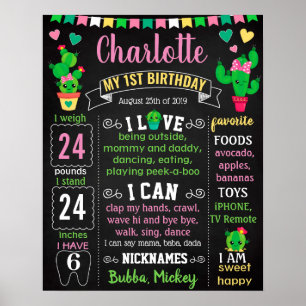 Cactus Fiesta Mexican Birthday Board Poster