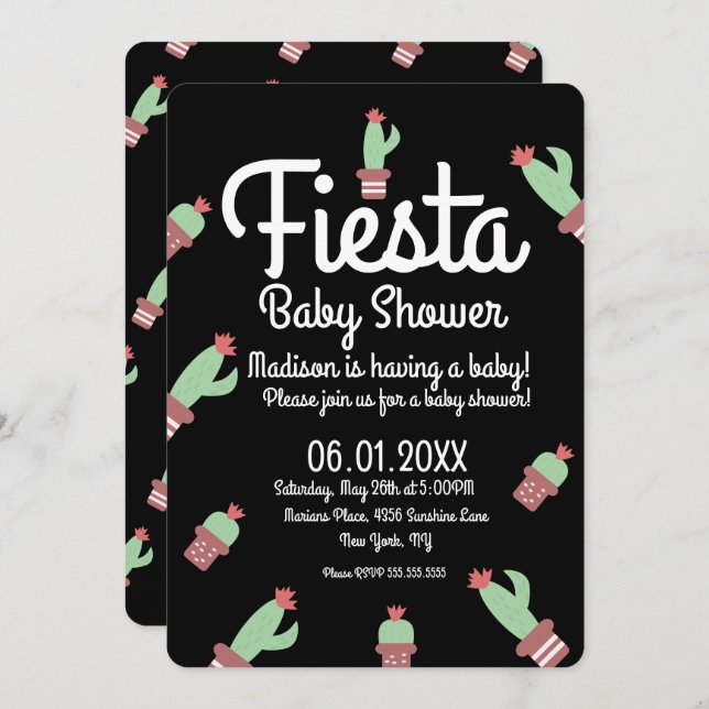 Cactus Fiesta Mix Repeat Baby Shower Einladung (Vorne/Hinten)