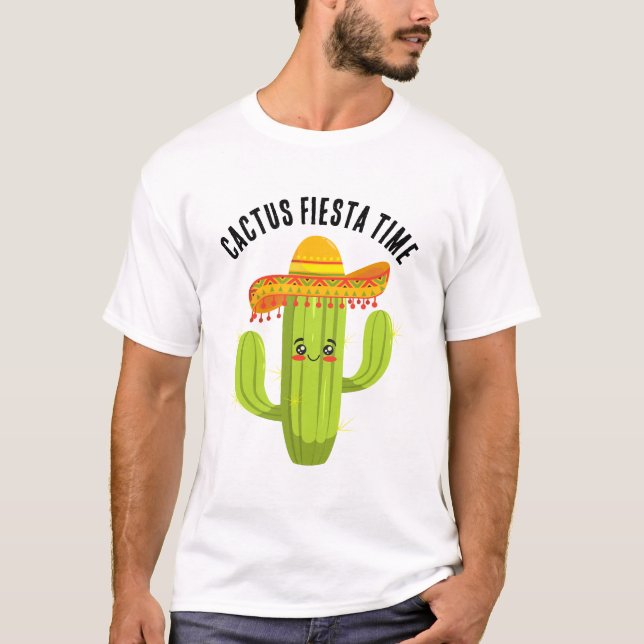 Cactus Fiesta Time Funny Spaß T-Shirt (Vorderseite)