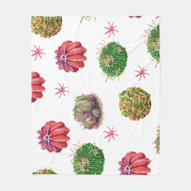 Cactus floral: Aquarellfarben Fleecedecke (Vorderseite)