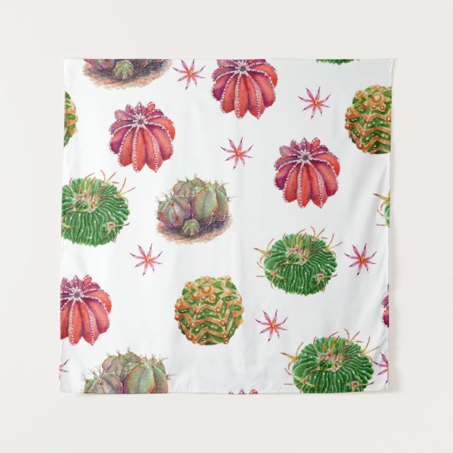 Cactus floral: Aquarellfarben Wandteppich (Vorderseite)