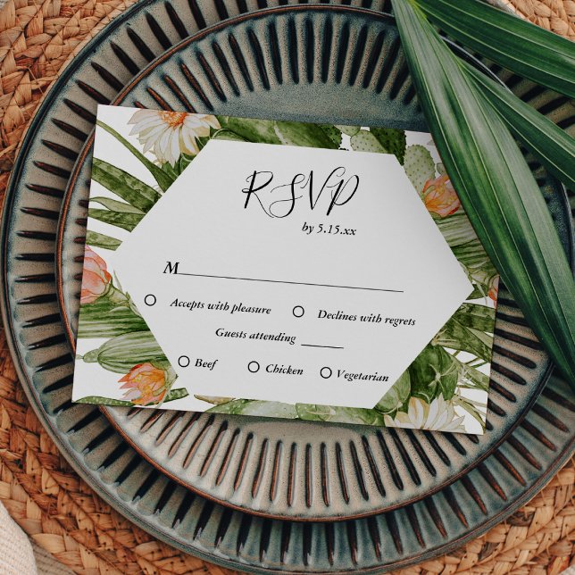 Cactus Floral Desert Monogram Wedding RSVP Card (Von Creator hochgeladen)