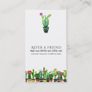 Cactus floral Rustic Southwestern Refer a Friend Empfehlungskarte