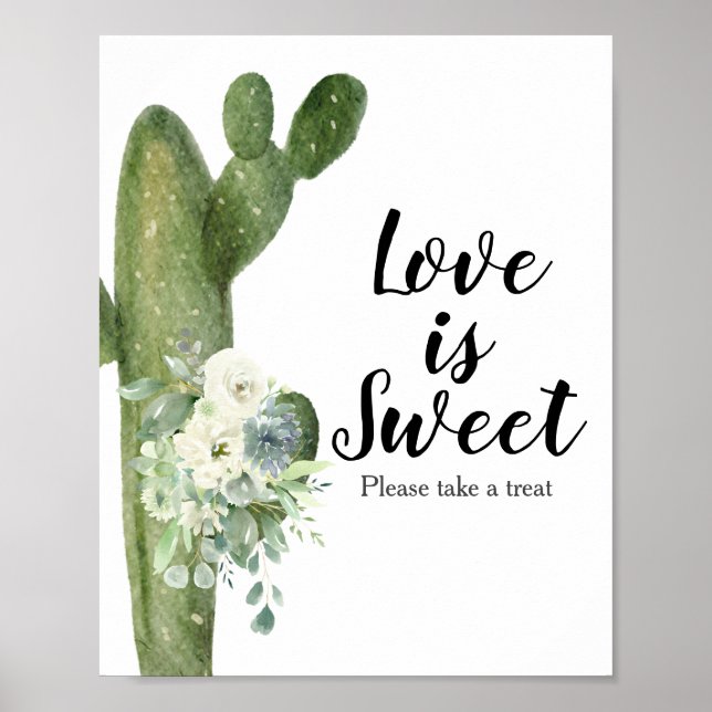 Cactus Floral Taco Bout Liebe ist süß Zeichen Poster (Vorne)
