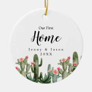Cactus floral Unsere erste Zuhause Keramik Ornament