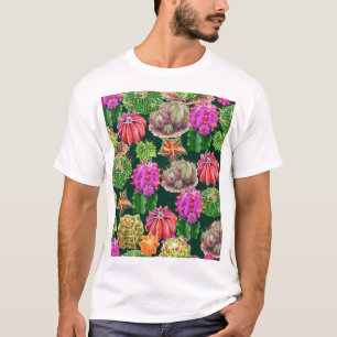 Cactus floral Watercolor Nahtloses Muster T-Shirt