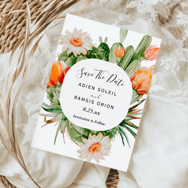 Cactus Floral Wüste Wedding rettet das Datum Save The Date (Von Creator hochgeladen)