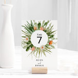 Cactus Floral Wüste Wedding Tischnummer Card<br><div class="desc">Diese Tischnummer ist perfekt für Ihre moderne Wüstenhochzeit. Dieses Design zeichnet sich durch eine schwarze Kalligraphie mit rustikalem Kakteen, Pflanze, Sukkulenten und Kakteen aus, die in geometrischen Bogenrahmen auf einem klassisch hellen, weißen Hintergrund gehalten sind und im Frühling, im Sommer, im Herbst oder im Winter zu einer romantischen Hochzeit oder...</div>