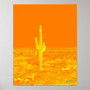 Cactus Foto Art Orange Yellow Arizona Poster