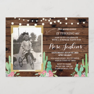 Cactus Foto Birthday Floral Jegliche Alterseinladu Einladung