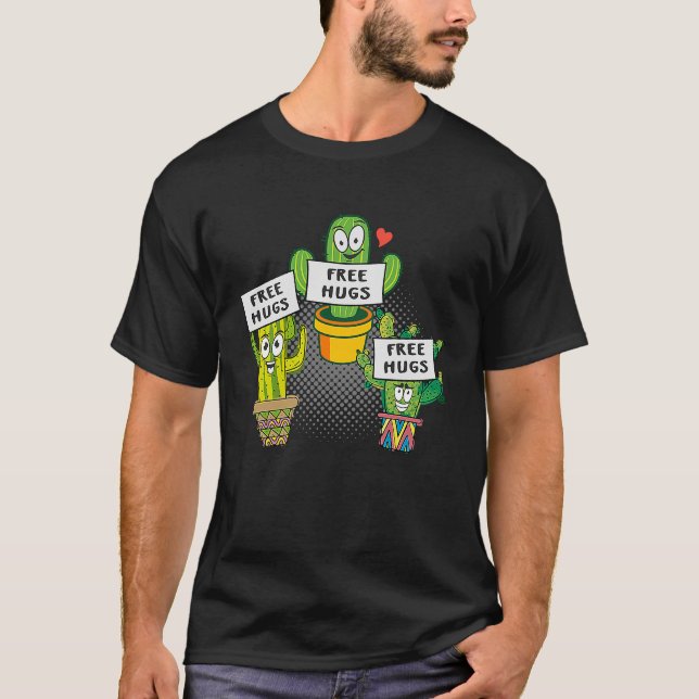 Cactus Free Hugs Cacti T-Shirt (Vorderseite)