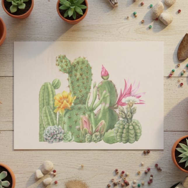 Cactus Garden Cacti Südwestwasserfarbe Seidenpapier (Von Creator hochgeladen)
