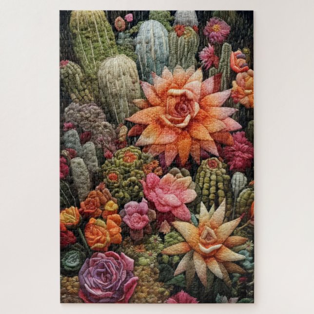 Cactus Garden Embroidery Puzzle (Vertikal)