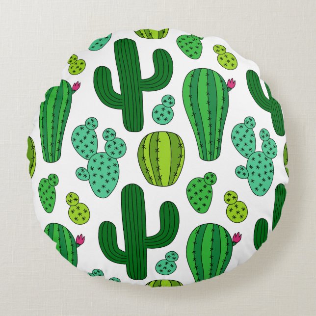Cactus Garden Rundes Kissen (Vorderseite)