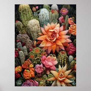 Cactus Garden Stickereikunst Poster