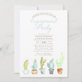 Cactus Garden | Watercolor Engagement Party Einlad Einladung