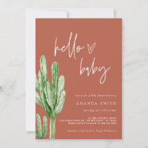 Cactus Gender Neutral Desert Hello Baby Shower Inv