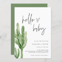 Cactus Gender Neutral Desert Hello Baby Shower Inv