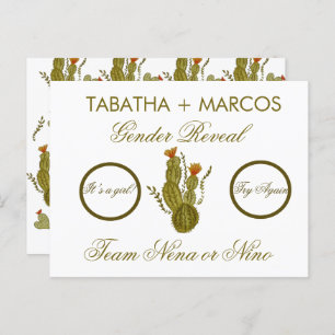 Cactus Gender Reveal DIY Imitate Scratch Cards Ankündigungspostkarte
