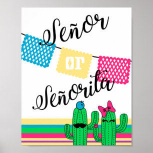 Cactus Gender Reveal Poster Senor o Senorita niedl