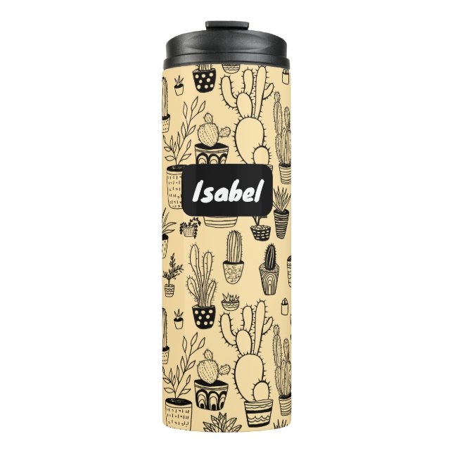 Cactus gepotted Pflanze Niedliches Muster CUSTOM G Thermosbecher (Vorderseite)