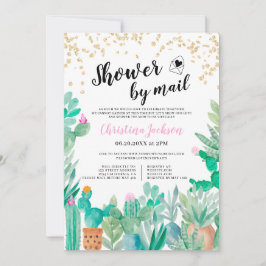 Cactus gold Glitzer Aquarelldusche per Post Einladung