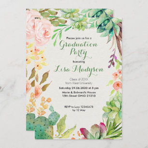 Cactus Graduation Party Einladung Südwesten