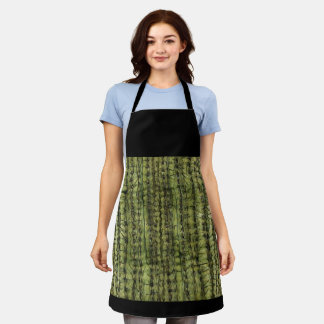 Cactus Green Kitchen Apron with Black Upper  Schürze
