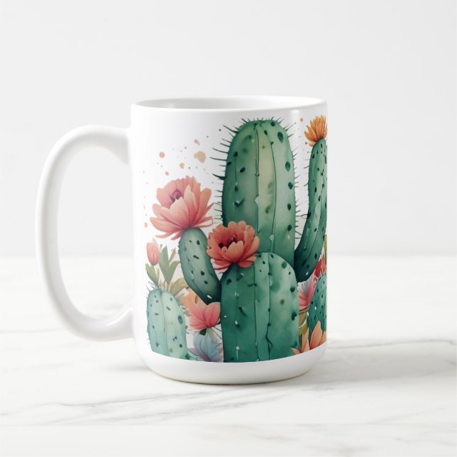Cactus Green Succulent Watercolor Garden Pflanze Kaffeetasse (Links)