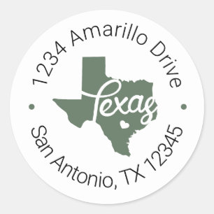 Cactus Green Texas Heart Cutout Address Label Runder Aufkleber