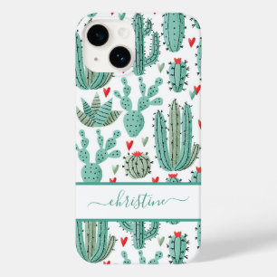 Cactus green white name skript Case-Mate iPhone 14 hülle