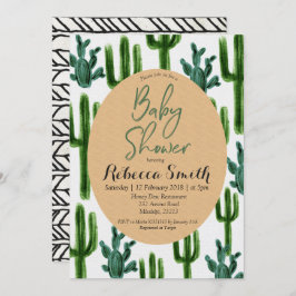 Cactus Greenery Babydusche Einladung Moderne