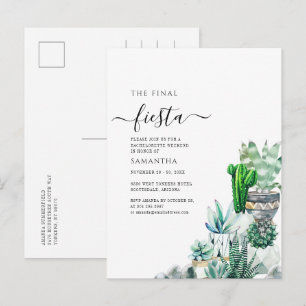 Cactus Greenery Bachelorette Weekend Party Einladungspostkarte