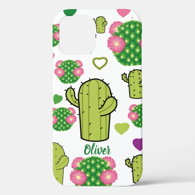 Cactus & haerts Pattern | Individuelle Name oder M Case-Mate iPhone Hülle (Rückseite)