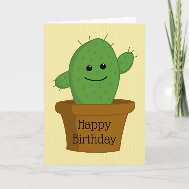 Cactus Happy Birthday Karte (Vorderseite)
