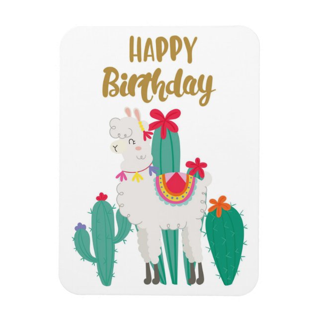 Cactus Happy Birthday Magnet (Vertikal)