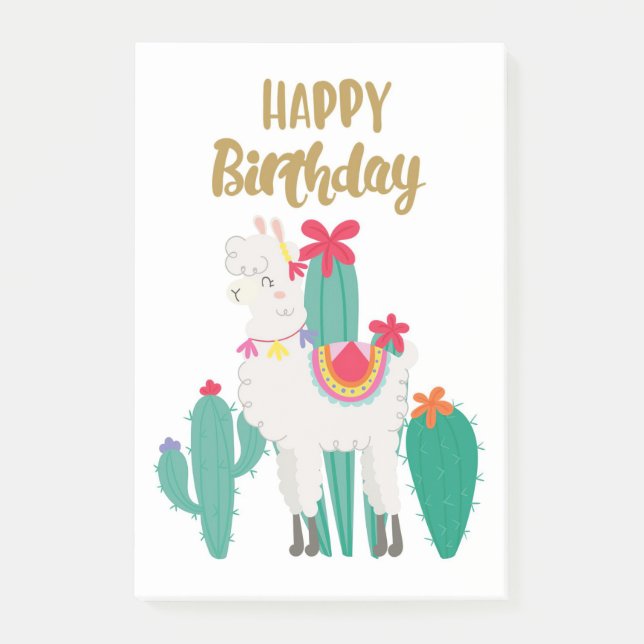 Cactus Happy Birthday Post-it Klebezettel (Vorderseite)