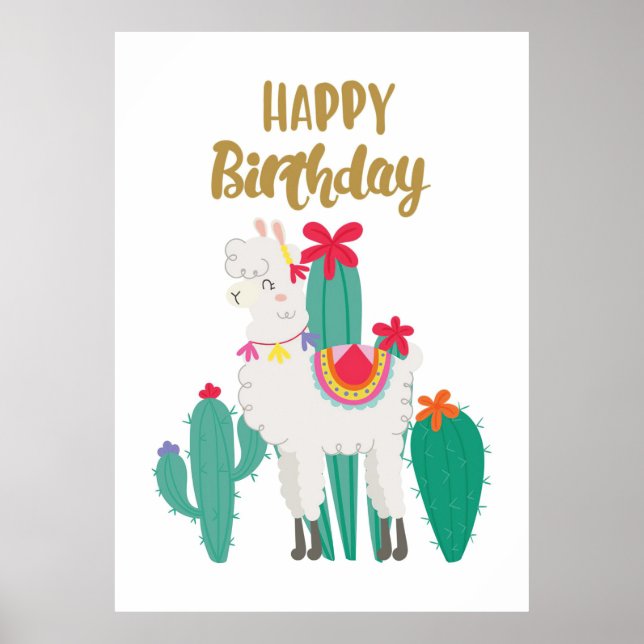 Cactus Happy Birthday Poster (Vorne)