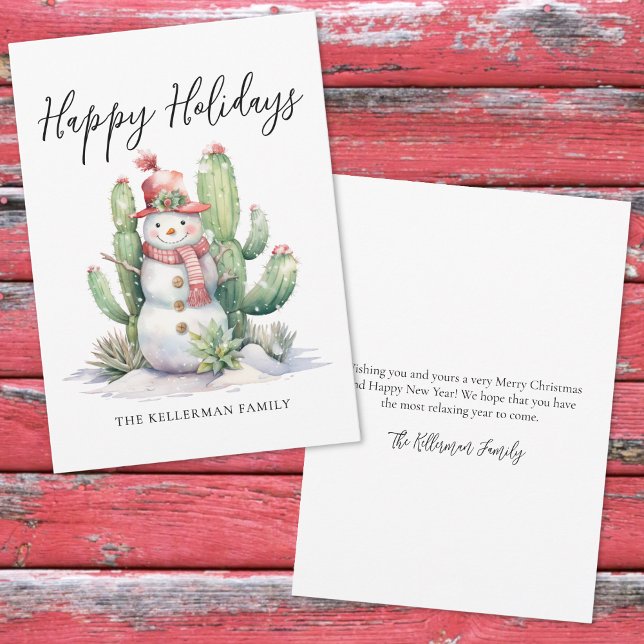 Cactus Happy Holidays Christmas Feiertagskarte (Snowman Cactus Happy Holidays Christmas Holiday Card)
