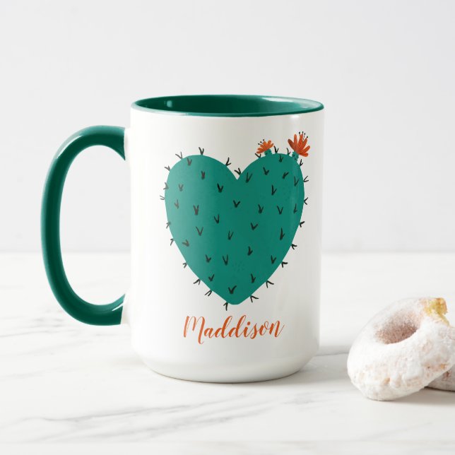 Cactus Heart Coffee Tasse (Mit Donut)