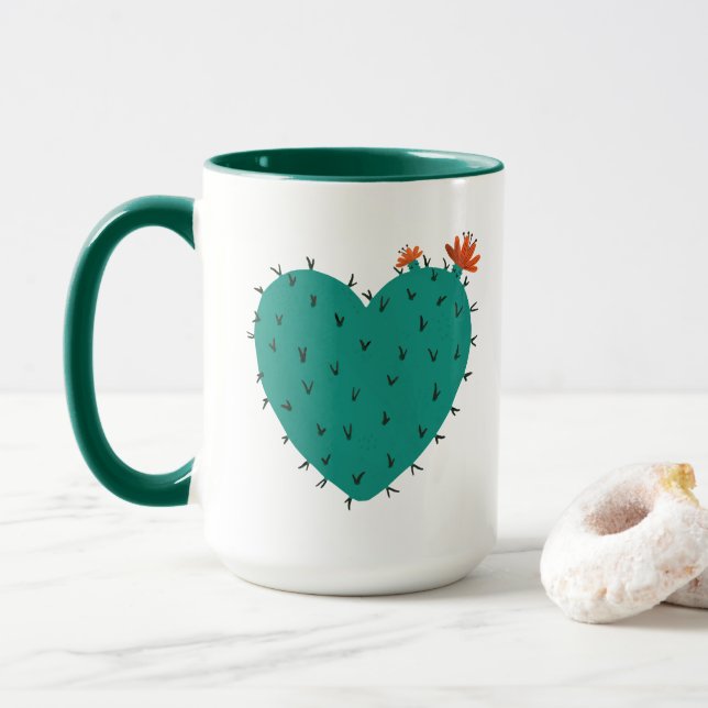 Cactus Heart Coffee Tasse (Mit Donut)